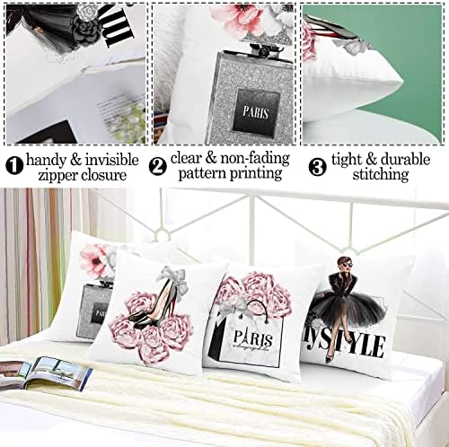 HSINYA Комплект от 4 Розови покрива възглавница 18x18, декоративни калъфки за възглавници за дивана, Декоративни калъфки