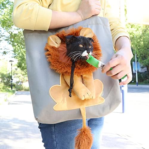 VumSyme Холщовая Чанта през рамо за домашни Любимци във формата на Лъв, Переноска за Котки, Скъпа Чанта за Пренасяне на Домашни