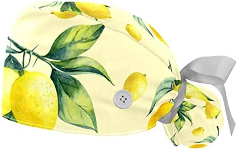 2 Опаковане на Работни шапки за еднократна употреба с Превръзка на Пот за жени, Лимон-Плодови Жълти Шапки-Търкане с Завязками под формата