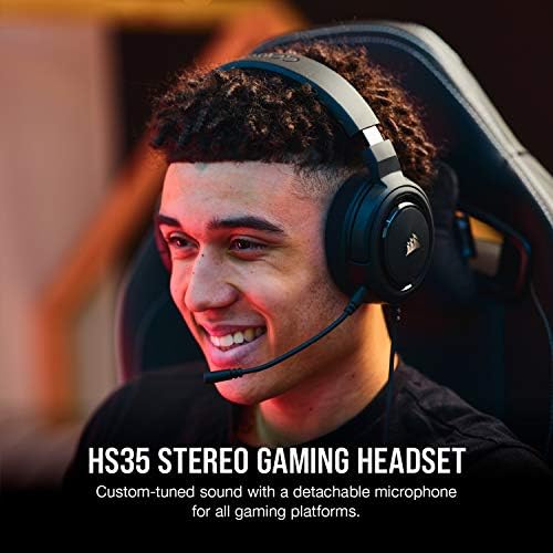 Corsair HS35 - стерео слушалки за игри - Втулки от пяна с ефект на памет - Работи с PC, Mac, Xbox Series X / S, Xbox One,