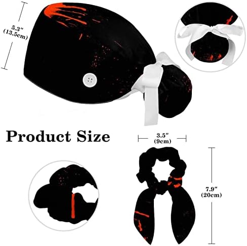 Регулируема работна шапка с начесом в червената клетка и копчета, шапчица-търкане с лък, ластикът за коса