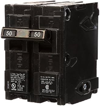 Автоматичен прекъсвач SIEMENS Q250 с двоен полюс на ЧЕСТОТАТА на 50 Ампера, Черен