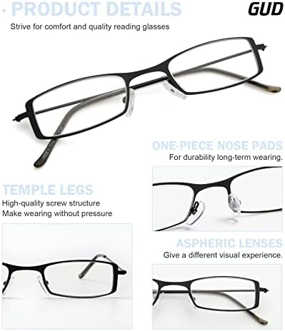 Очила за четене GUD 8 Двойки Класически белите Дробове Ридеров за Мъже и Жени +1,75