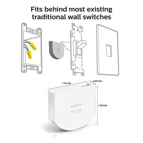 Модул стенен прекъсвач Philips Hue, осигуряващ достъп до интелигентни лампам Hue при изключване на ключа (бял комплект от 2 теми), изисква