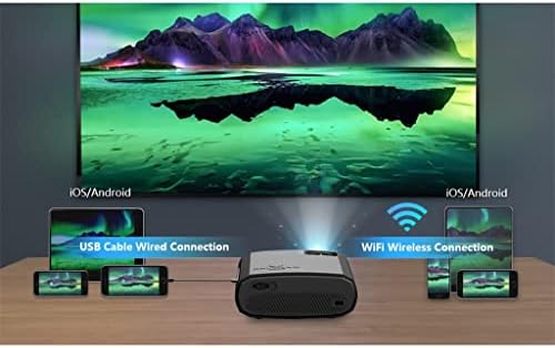 ZHUHW V50 Преносим проектор 5g Mini Smart Real 1080p Full Movie Proyector 200Led Проектор с голям екран (цвят: E)