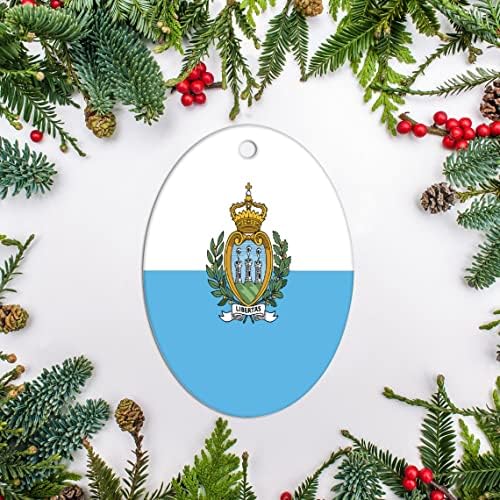 Ретро Украса на Коледна Елха Керамични Украшение Сан-Марино, Украшение на Националния Флаг, съвременен 3-Инчов Коледна