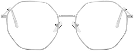 QxAiVMin Модни Полигональные Метални Очила за четене за жени и Мъже, Компютърни Ридеры с Блокиране на синя Светлина в Ретро стил,