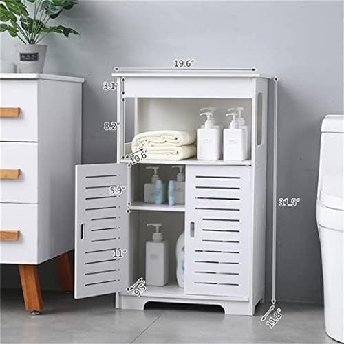 Шкаф за съхранение в банята LIRUXUN PVC Двойна врата Двойно отделение 80 Висок Водоустойчиви Лесни за монтаж (50x30x80) см Бял