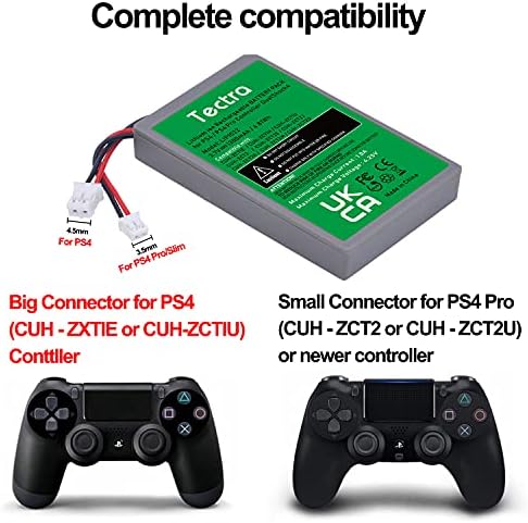 Батерия Tectra 2-Pack LIP1522 за Sony Playstation 4 PS4 и PS4 pro Dualshock 4 CUH-ZCT1E CUH-ZCT1H CUH-ZCT1U CUH-ZCT2 или