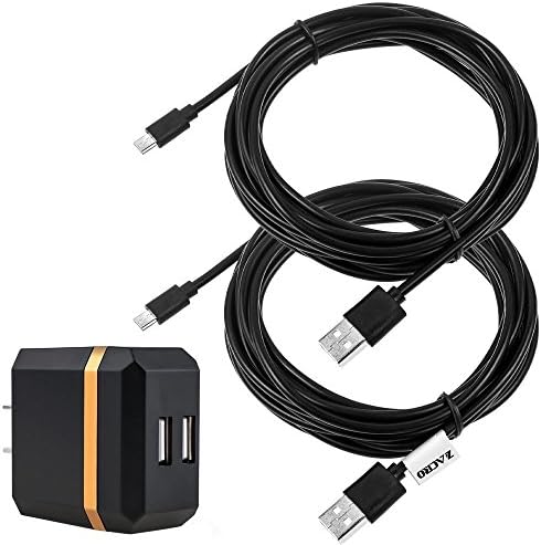Zacro 2 елемента 13-крак Кабел за зареждане PS4 USB кабел и Монтиране на зарядно 2.1 A 10 W с двоен USB конектор (Червен)