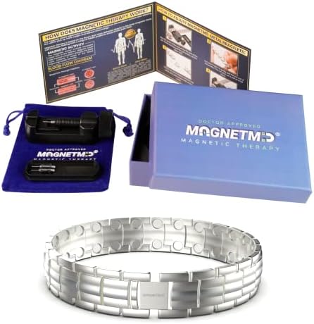 MagnetMD® Одобрен от лекар Гривна за магнитотерапии за мъже С магнити максимална здравина - най-Добрият магнитна гривна за облекчаване на