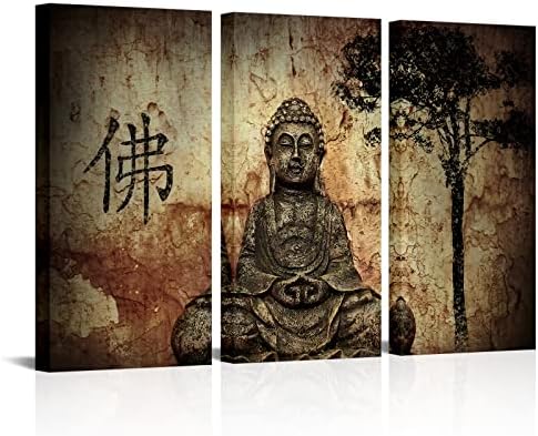 Визуален Художествен Декор на Будистката Любов 3шт в Рамка и Готови Стенни Щампи на Буда Върху Платно, Картини За Дома