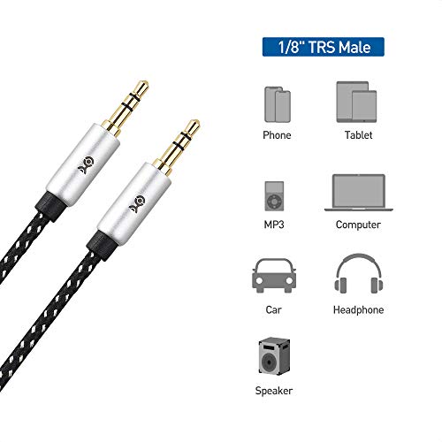 Кабела е на стойност 2 Комплекта аудиокабеля 3,5 мм с дължина 3 метра (3.5 мм Aux кабел / помощен кабел, кабел за слушалки, аудио кабел