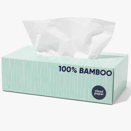 Кутия за салфетки за лице Cloud Bamboo Paper - някои кутии за салфетки от бамбук, 100 хипоалергенни кърпички за лице в кутия - Екологично