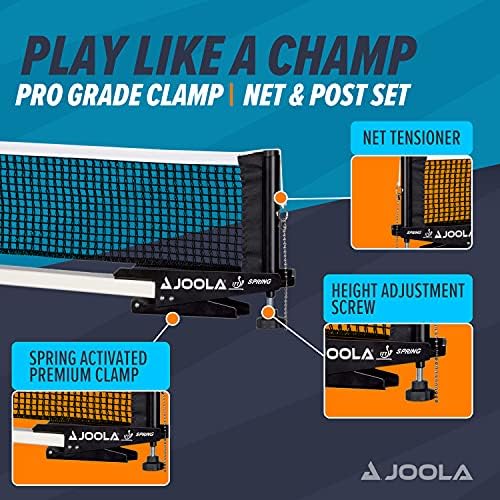 Професионална мрежа за тенис на маса JOOLA на Spring и комплект за багажник - Одобрен турнир ITTF - 72-инчов мрежа за пинг-понг с пружинным