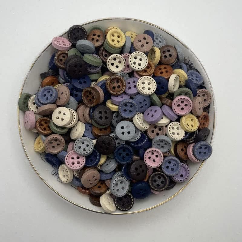 EYHLKM 50 бр. Цветни Дървени Копчета с Кръгли Четири дупки, 10 mm за аксесоари за палта и Ризи (Цвят: A, размер: 10 мм)