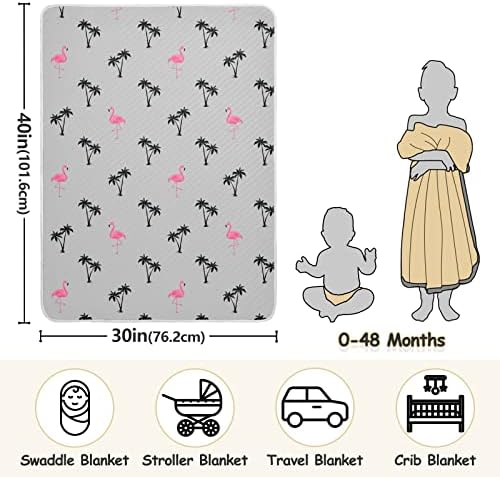 Пеленальное Одеяло с Палми Фламинго, Тропически Памучно Одеало за Бебета, Като Юрган, Леко Меко Пеленальное Одеало за детско