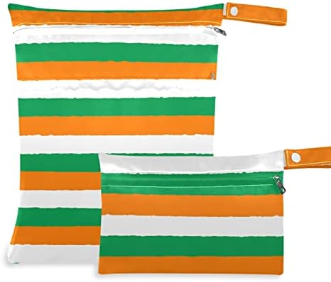 ZZXXB Ирландски Флаг Шарени Водоустойчив Мокра Торба за многократна употреба Текстилен Пелена Влажна, Суха Чанта с Джоб с Цип за Пътуване,