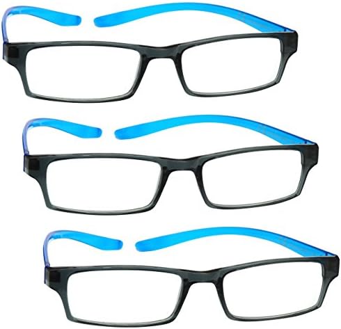 Характеристики на очила за четене The Reading Glasses Company Black Bright Blue Neck Цена считывателей 3 Опаковки Мъжки Женски