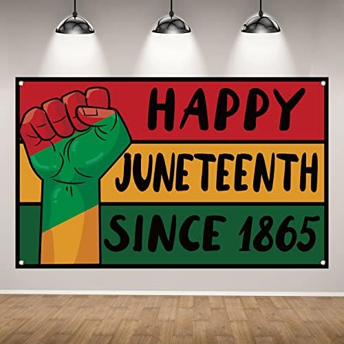 На фона на плакат Щастлив Деветнадесети юни, афро-американски Флаг, 19 юни 1865, Декорации и аксесоари за дома и партита на