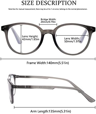 Очила за четене COJWIS, блокиране на синя светлина, 5 опаковки, Модни очила за четене с пружинным тръба на шарнирна връзка, за мъже и Жени,