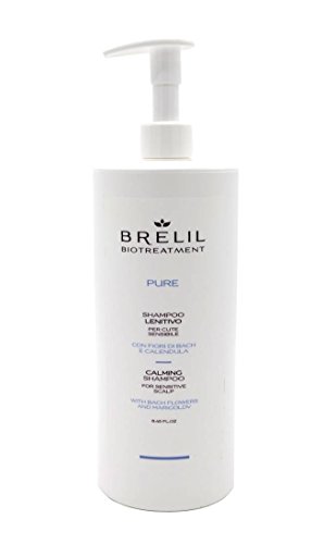 Brelil Bio Treatment Чист Успокояващ шампоан за чувствителна кожа на главата - Цветята на Бах, Невен (33,81 течни унции)