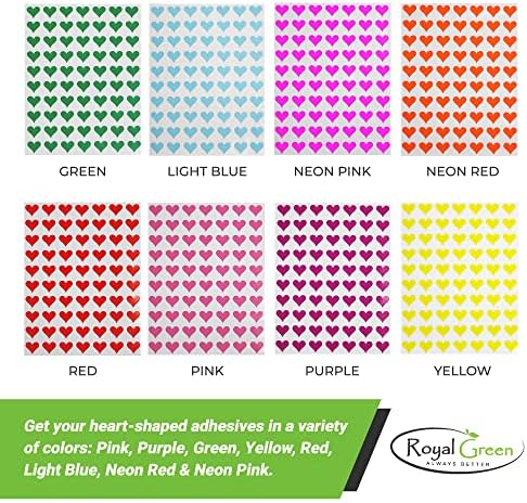 Royal Green 8 Цветни декоративни стикери със собствени Сърца - Етикети за scrapbooking, Етикети за печат на етикети, Етикети