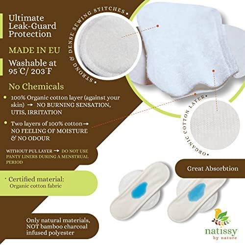 Тъканни уплътнения за чорапогащи 7 опаковки (малки) от органичен памук за ежедневна употреба и Тъканни уплътнения Менструални 7 Опаковки