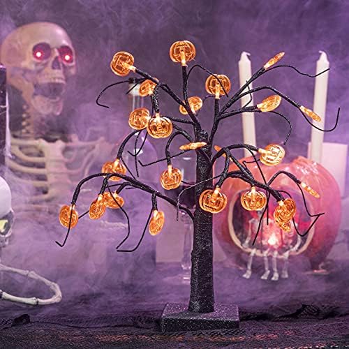 Joiedomi 1,5 Футовое Призрачно дърво за Хелоуин, Осветите Дърво за Хелоуин 24 led оранжеви лампи във формата на Тиква, Предварително Подсвеченное