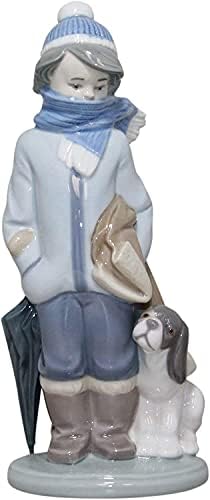 Са Подбрани Порцеланова Статуетка Lladro Зимата Момче С Куче