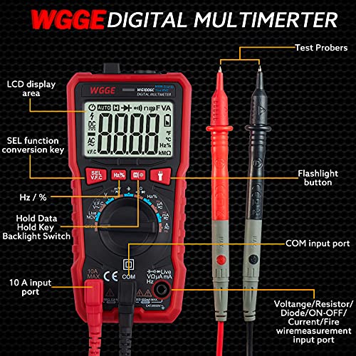 Цифров мултицет WGGE, TRMS 9999 Точки, Автоматичен Тестер за напрежение, Волтметър, Измеряющий вибриращо / постоянно напрежение, ток, Съпротивление,