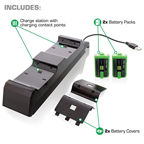 Модулна зарядно устройство Nyko - 2-портов зарядно устройство за контролер с 2 Акумулаторни батерии за Xbox One