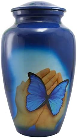 Кремационная урна със синя тапицерия Butterfly - Основни Кремационные кошчета за човешкия пръст | идеален подарък за спомен