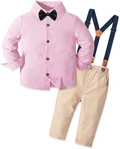 WEILAFEIR/ Облекло за Малки Момчета, Джентълменско Дрешки За Малки Момчета, Рокля за Момчета, Риза с папийонка + Панталони на Подтяжках,