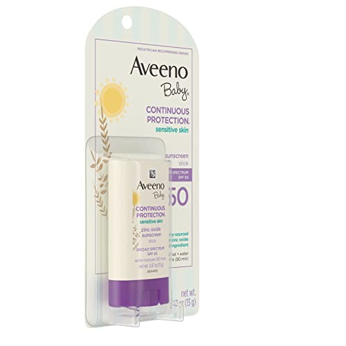 Минерален Слънцезащитен стик Aveeno Baby Continuous Защита за чувствителна кожа с широк спектър на защита SPF 50 за лице и тяло,