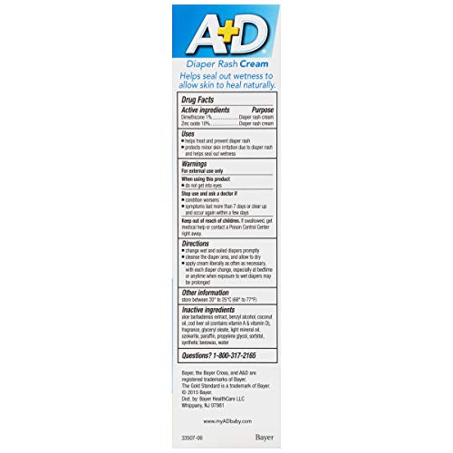 Крем за обриви A + D цинков оксид, 4 унция (опаковка от 2 броя)
