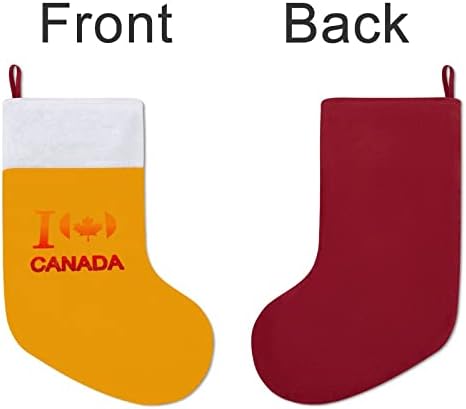 Аз Обичам Канадски Коледни Чорапи от Червено Кадифе, с Бял Пакет шоколадови Бонбони, Коледни Украси и Аксесоари за семейни Партита