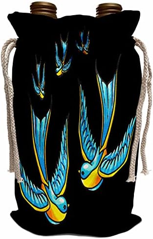 Триизмерна татуировка под формата на Глътки Синьо и жълто черните Вино опаковки (wbg_355582_1)
