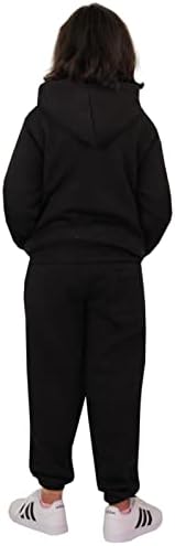 Детски Обикновен спортен костюм A2Z 4, Контрастная Руното hoody с джоггерами за бягане - T. S, Контрастная покритие, Черно и розово,