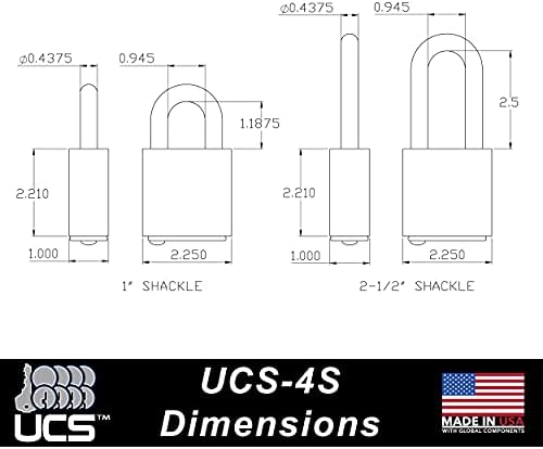 Окачени заключване UCS-4S от PACLOCK, отговаря на изискванията на законодателството на сащ, неръждаема стомана, 6-пинов цилиндров заключване