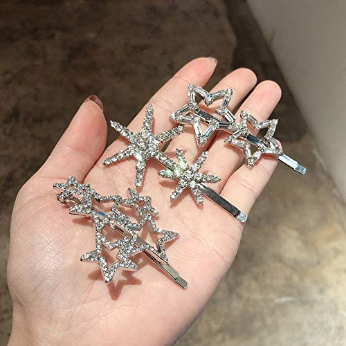 VinBee 6 бр. минималистичные фиби за коса с кристали, щипки за коса във формата на морски звезди, блестящи фиби за коса, за жени и
