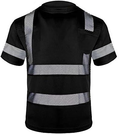 Защитна Тениска FONIRRA Hi Vis за Мъже Клас 2 ANSI, Светоотражающая Работна Риза с къси Ръкави и Висока степен на видимост (Черен,