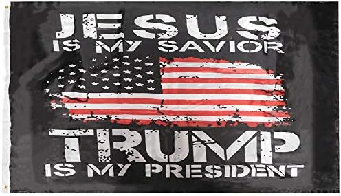 Вятър Исус е Мой Спасител Тръмп-Ми Президент на американския Флаг Черно 150D Тъкани От Поли Найлон Двустранен Премиум Качество