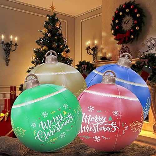 Коледна Украса на 24-Инчов Надуваем Балон от PVC, Украсени с Взрив, Много Големи Улични Коледна Украса, Декор, Гарнирано с Топка