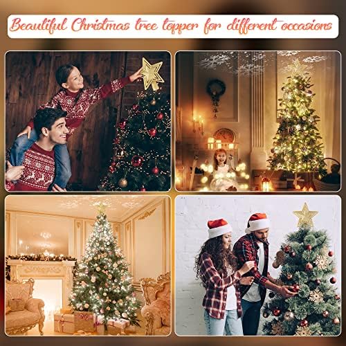 AHCCSD Коледна Елха, 10-Инчов Коледно Дърво, Златна Звезда, Осветени Led Въртящ се Проектора Магически Снежинки, 3D Куха Лъскава