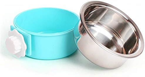Подвесная купа за вода за домашни любимци от неръждаема стомана Aimeely цвят карамел, купи за хранене на кучета, розови големи
