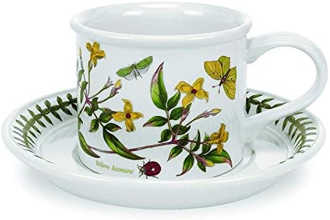 Чаена чаша и чиния във формата на барабан Portmeirion Botanic Garden | Комплект от 6 чаши с разнообразни флорални мотиви | 7 грама Чаени чаши