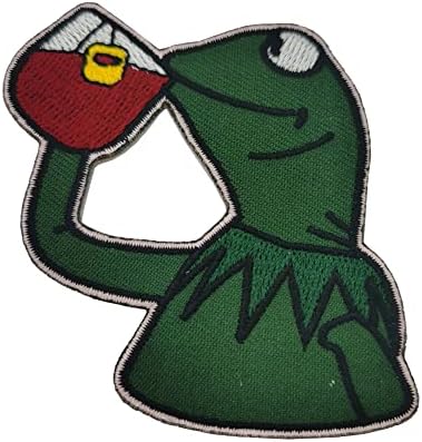 Kermit None My Business Жаба, Потягивающая Чай, Ленти с Бродерия, Sew/Гладящиеся Ленти за Рокли, Дънкови Якета, Апликация във формата на