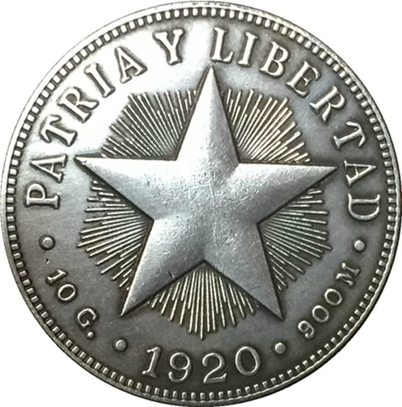 Кубински монети 1920 Г., Медна, със сребърно покритие, Старинни Монети, Чужди Възпоменателни Монети, Събиране на монети и Занаяти