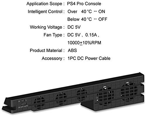 IGOSAIT Безшумен Вентилатор за охлаждане Ps4 Pro Super Turbo Регулатор на температурата с USB кабел Съвместим с вертикална поставка